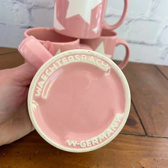 Vintage Waechtersbach W. Germany Pink Star Mugs Set of 4 - Picture 8 of 8